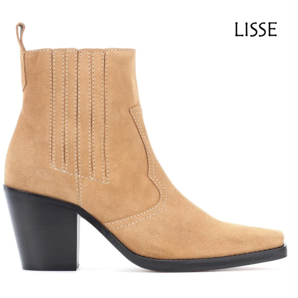 

2018 New Arrival Women Square toe Crocodile Print Cowboy Booties Mid Block Heel Autumn Spring Party Dress Ankle Boots