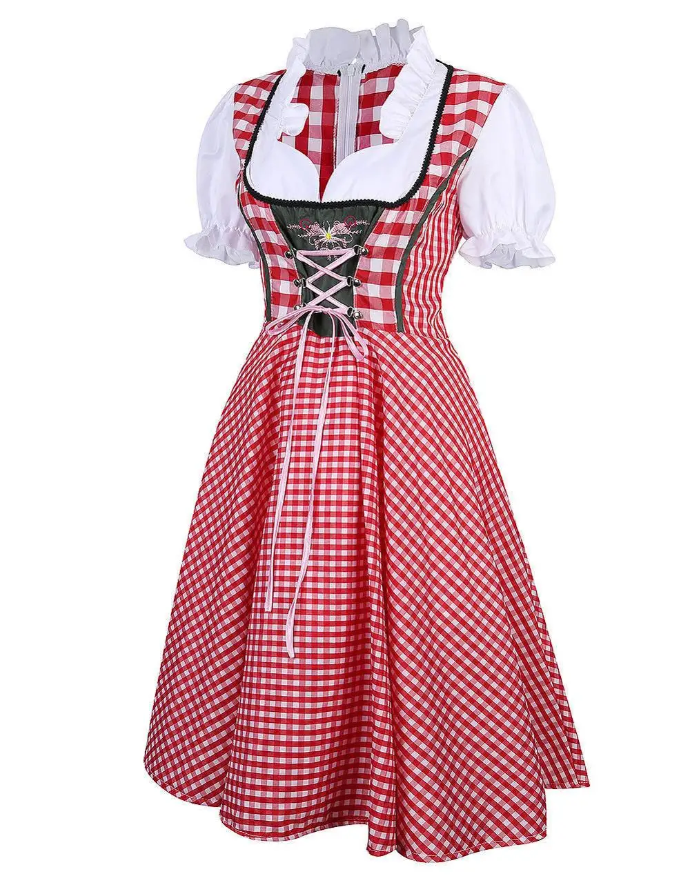Женский костюм Октоберфеста размера плюс, Красный Клетчатый немецкий костюм Октоберфеста для девочек, костюм дирндла, платье для пива, униформа биергартена