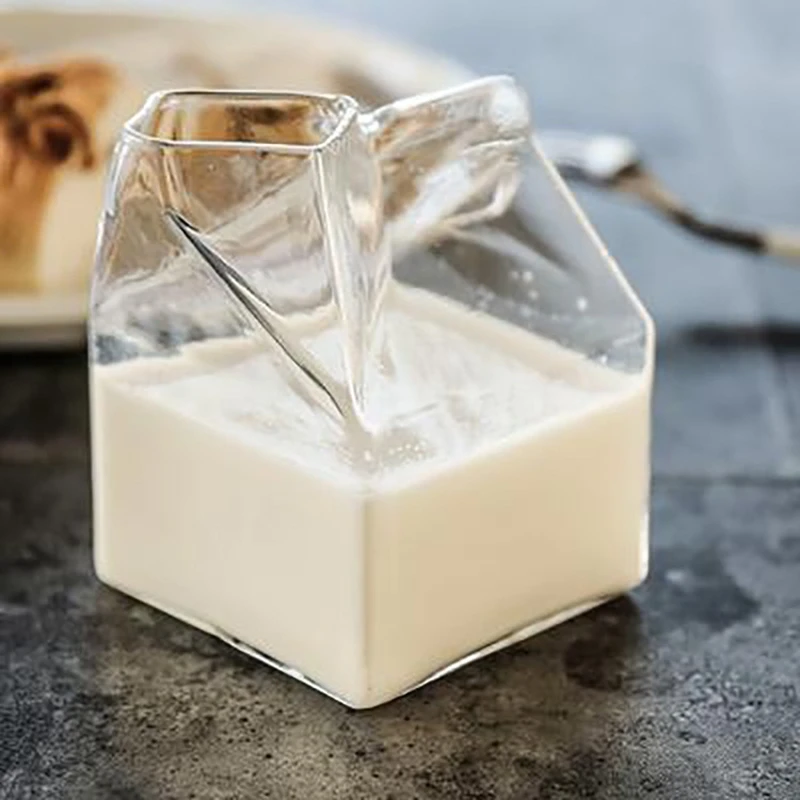 Квадратная термостойкая молочная чашка креативная коробка для молока прозрачная стеклянная бутылка для воды