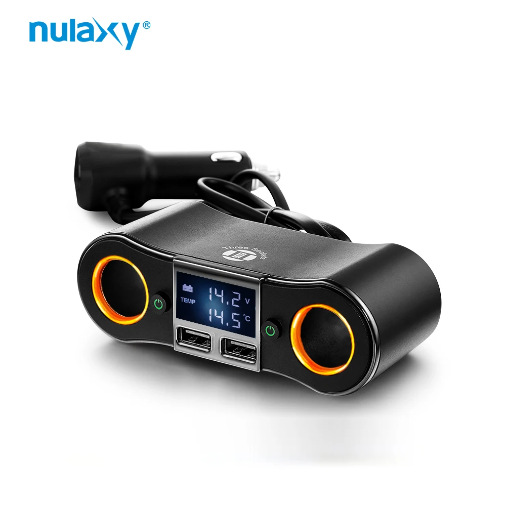 

Nulaxy 12V/24V 2 Outlet Car USB Car Cigarette Lighter Adapter Socket Splitter Adapter 80W Power Socket Converter With 2 Switch