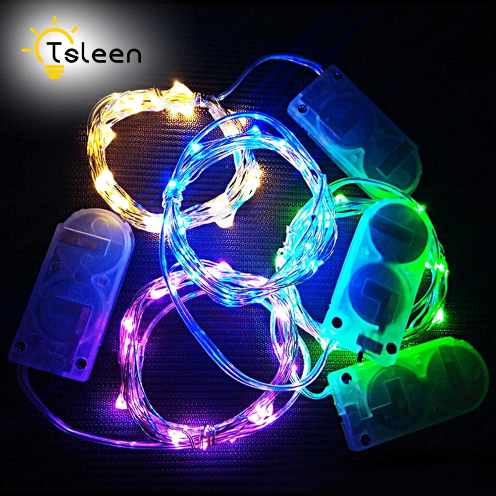 TSLEEN 2M 20Leds Mini Fairy String Light Silver Wire Led Strip Battery