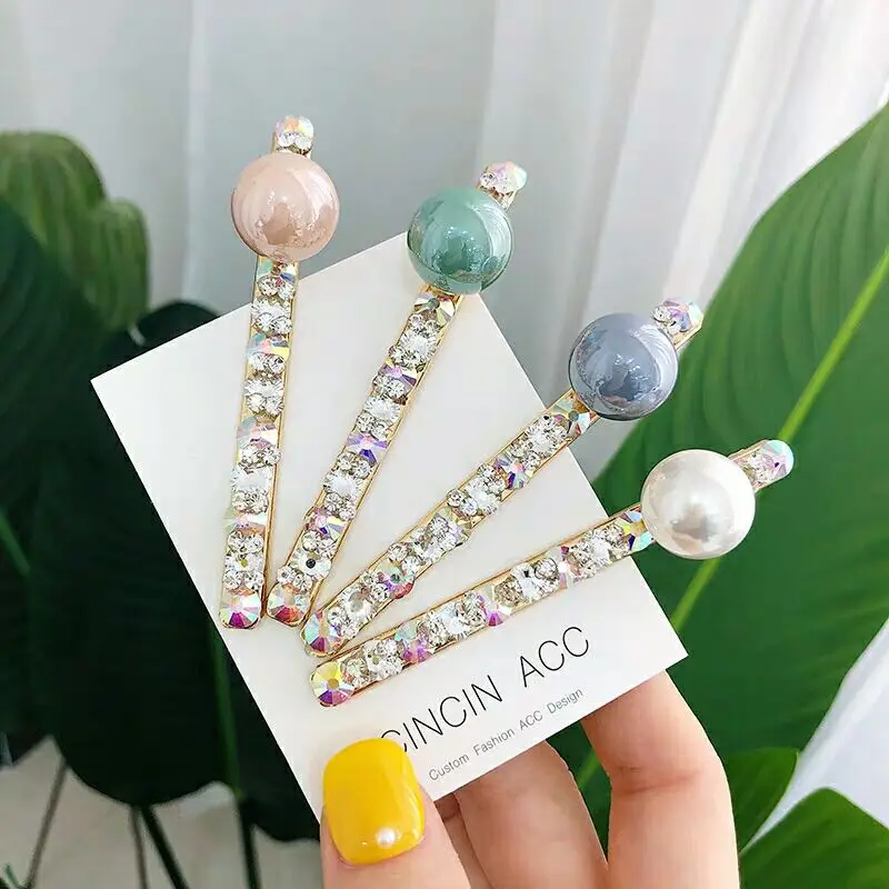 

2019 Crystal Fashion Pearl Metal Duckbill Women Girls Hair Clips Accessories Pins Barrette for girl Hairpin Hairgrip Headdress