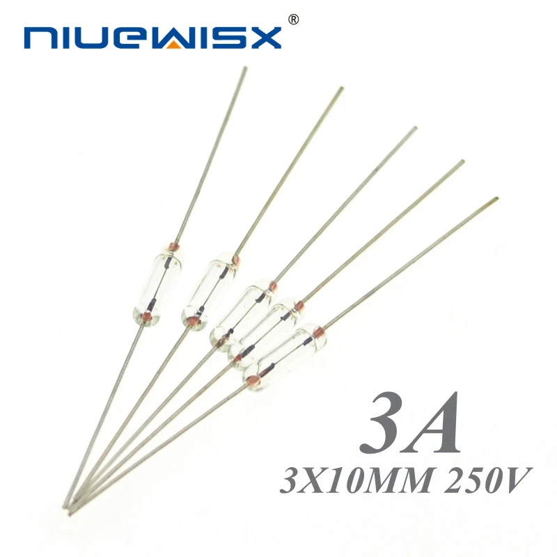 

1000pcs/Lot 3*10mm 3A Axial Fast Glass Fuse With Lead Wire 3*10 3A Registered Airmail Free Shipping