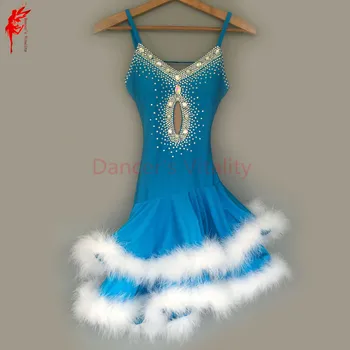 

New style latin dance costume sexy diamond Feather latin dance dress for women latin dance competition dress S-4XL F80