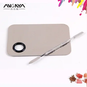 

ANGNYA Stainless Steel Cosmetic Foundation Tool Pro Art Makeup Tool Mixing Palette Kit With Spatula Necessary Square Tool Set