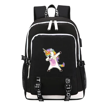 

Unicorn Dabbing Backpack with USB Charging School Bags for Teenage Girls Mochila Feminina Travel Backpack Laptop Backpack