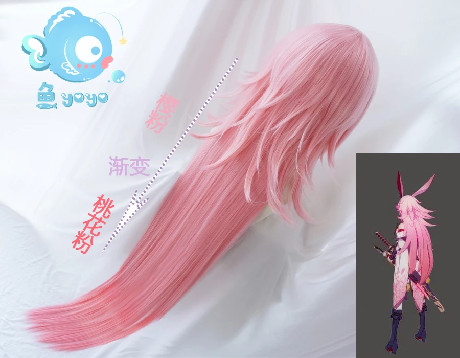 Парик для косплея Honkai Impact 3 3rd Yae Sakura Pink 120 см длинные прямые волосы лица|sakura