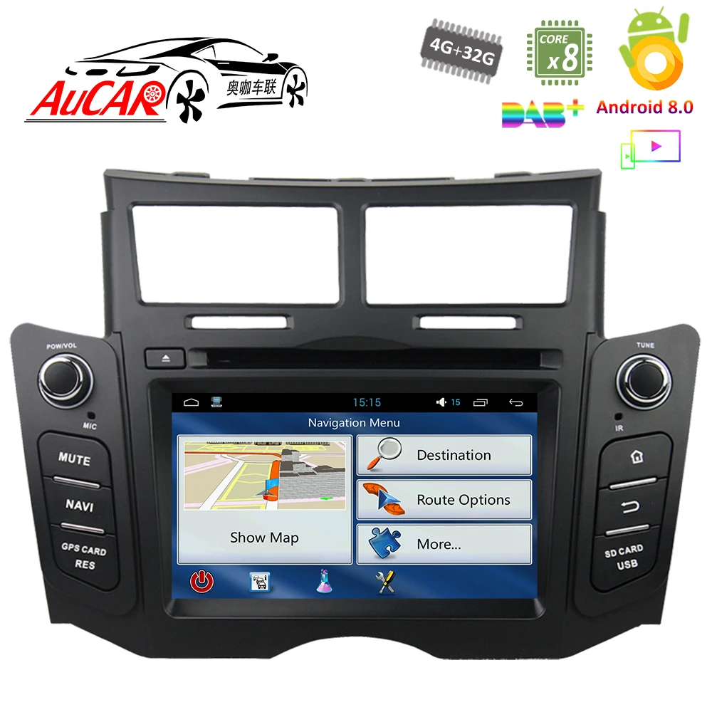 Sale Android 8.0 6.2" Touch Screen for Toyota Yaris car dvd 2005 - 2011 Car GPS Multimedia Bluetooth GPS Radio WIFI 4G Stereo AUX 5
