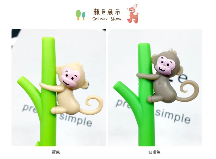 1 шт. гелевые ручки Kawaii Monkey милые гелевые ручки из бамбука Новинка гелевые ручки для детей Подарки школьные канцелярские принадлежности