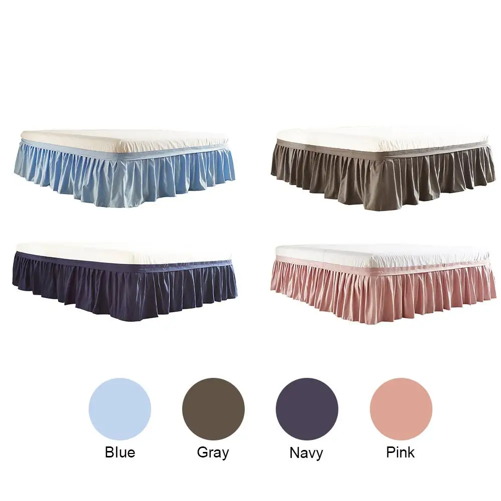 

Solid Color Elastic Bed skirt wrap around Bed ruffle queen dust ruffle easy fit bed skirt wrap around bed skirt
