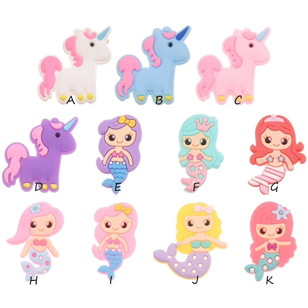 

11pcs Rubber Accessory unicorn Accessories mermaid hair accessories Boutique Headwrap No Hair bows Hair Bow Barrette