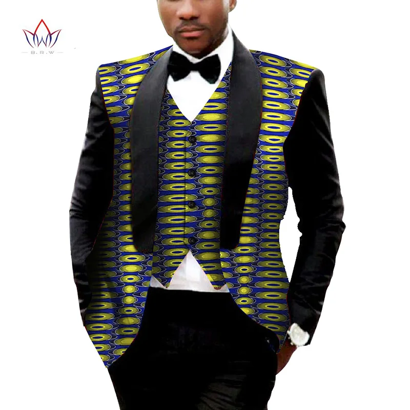 Брендовая одежда в африканском стиле мужская одежда с принтом мужской пиджак+ жилет модные тонкие костюмы Дашики для мужчин большой размер 6XL Блейзер WYN176