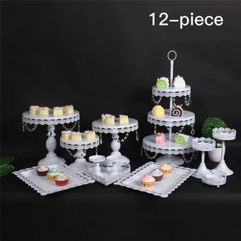 

12pcs Set Decoration Crystal 3 Tier Metal Cupcake Pink Birthday Cake Stand