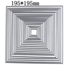 Квадратная гнездовая рамка для скрапбукинга, металлические Вырубные штампы, трафарет для тиснения, 195*195 мм