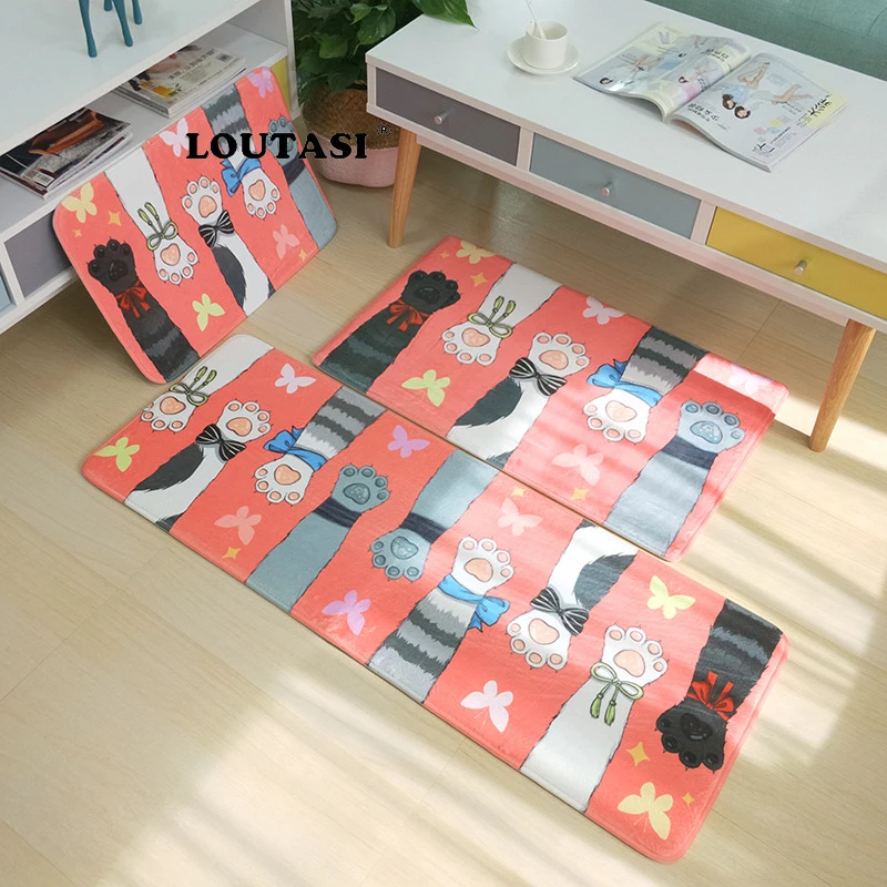 

LOUTASI Welcome Floor Mats Rugs Cartoon Printed Bathroom Carpets Kitchen Mat Doormat Floor Mat for Living Room Non-Slip Tapete