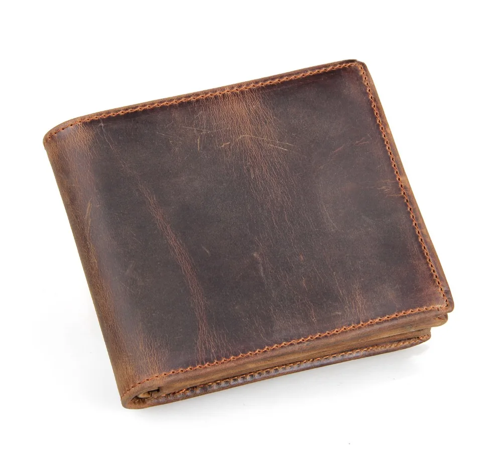 wallet men wallets cowhide quality vintage lether brown Vintage Genuine Leather Cowhide Short