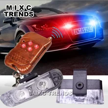1Set DC 12V 2 LED Wireless Remote flash controller Car Truck Light Red and Blue Flashing strobe led Warning light