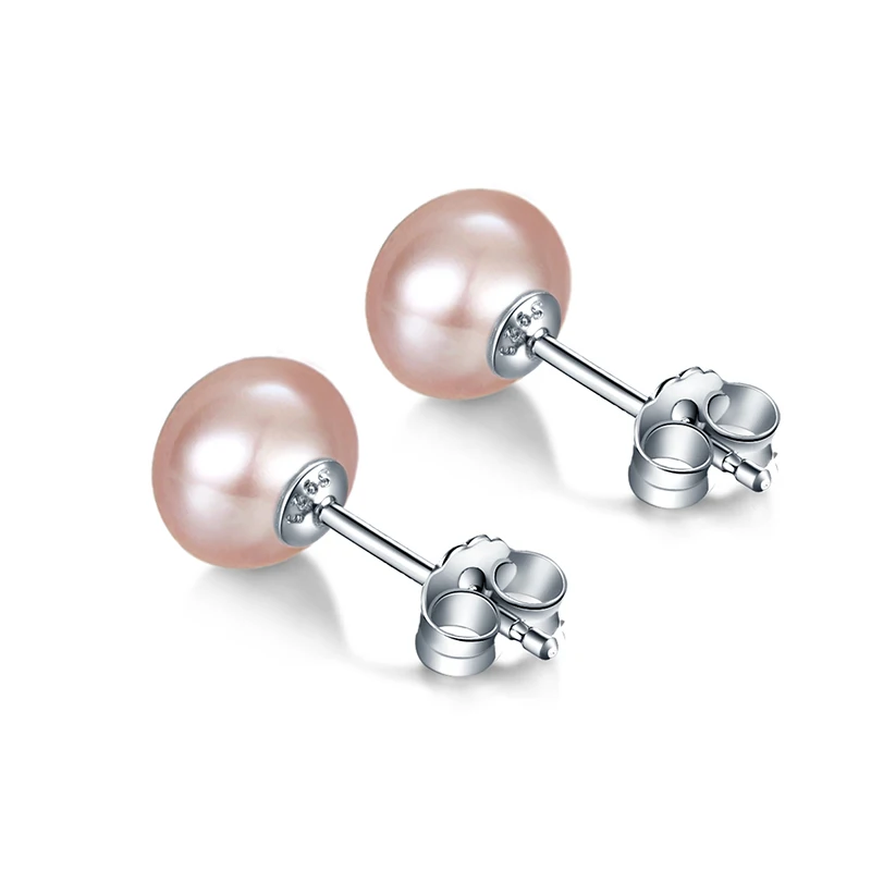 pink pearl stud earring