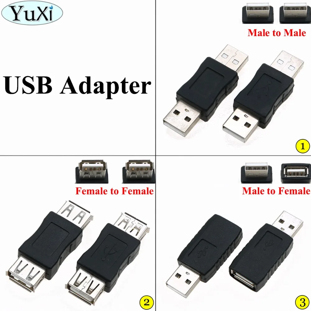 

YuXi Female to USB 2.0 Type A Male Adaptor Adapter USB2.0 AM to AM Coupler M/M F/F F/M Gender Changer Converter