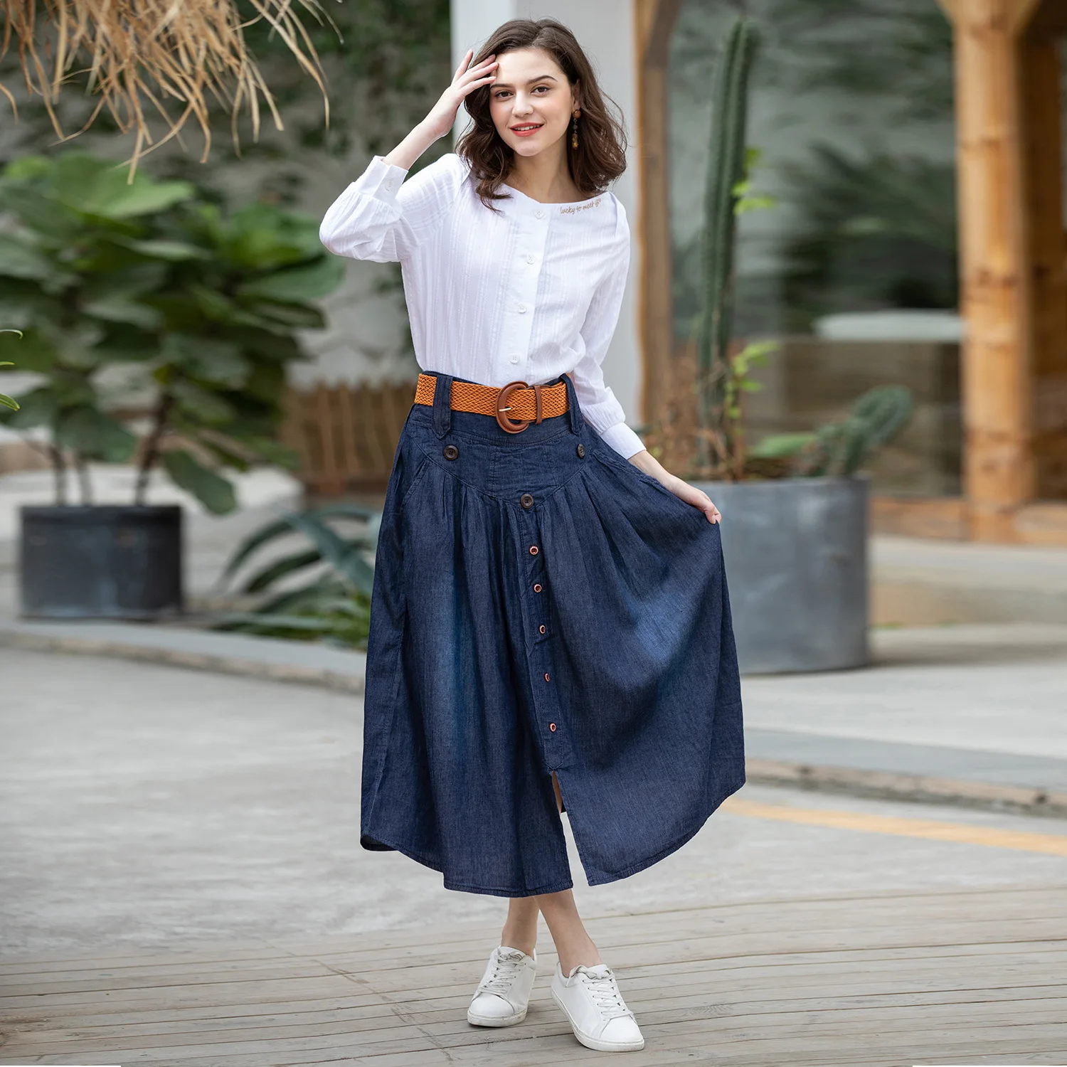 

2019 Summer New Arrival American Style Plus Size Large High Waist Single Breasted Long Jean Skirt 6XL Available Free Shipping