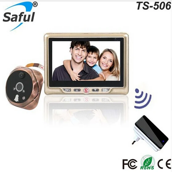 Saful HD 4," цветной экран 3X Цифровой зум визуальный монитор дверная камера 1.3MP 32 кольца с умный дверной глазок видео глаз - Цвет: Gold.