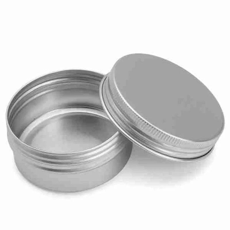 Плоские серебряные металлические жестяные банки, пустые скользящие круглые контейнеры с плотный герметичный закрученный чехол, 5 шт