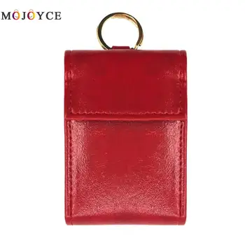

Vintage Women Solid Portable PU Leather Business Card Holder Keychain Foldable Purse Bags with hanging Ring