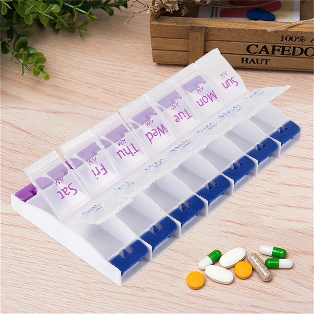 14 grid Pill box 7 day Pill case with lids Medicine Holder Organizer