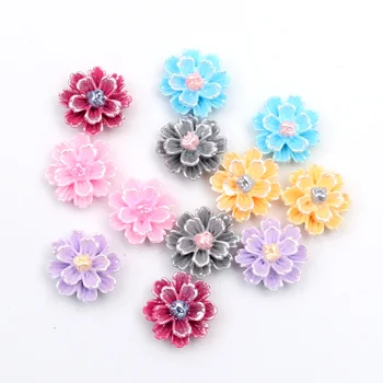 

100Pcs Mixed Flower Paint Resin Crafts Christmas Decoration Flatback Cabochon Embellishment For Scrapbook DIY Accessories 12mm