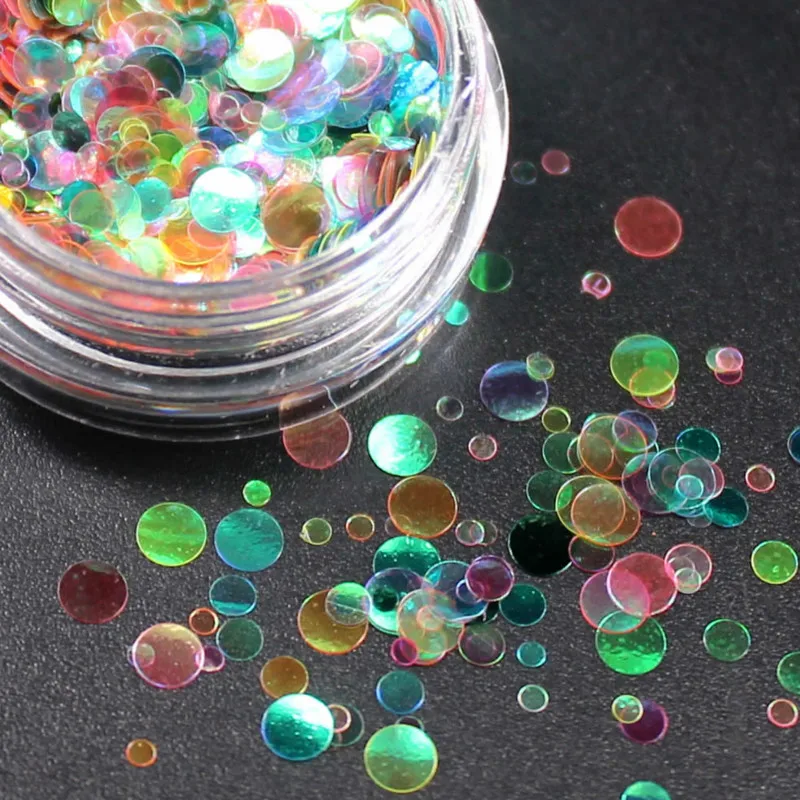 

2018 new 1 Box Shiny Round Ultrathin Sequins Colorful Nail Art Glitter Tips UV Gel 3D Nail Decoration Manicure DIY Accessories