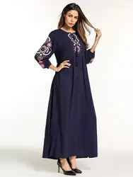 Jubah Рамадан Ближний Восток Исламская одежда Винтаж мусульманская Абая вышивка, Макси-платье кимоно цветок длинные халаты свободный стиль