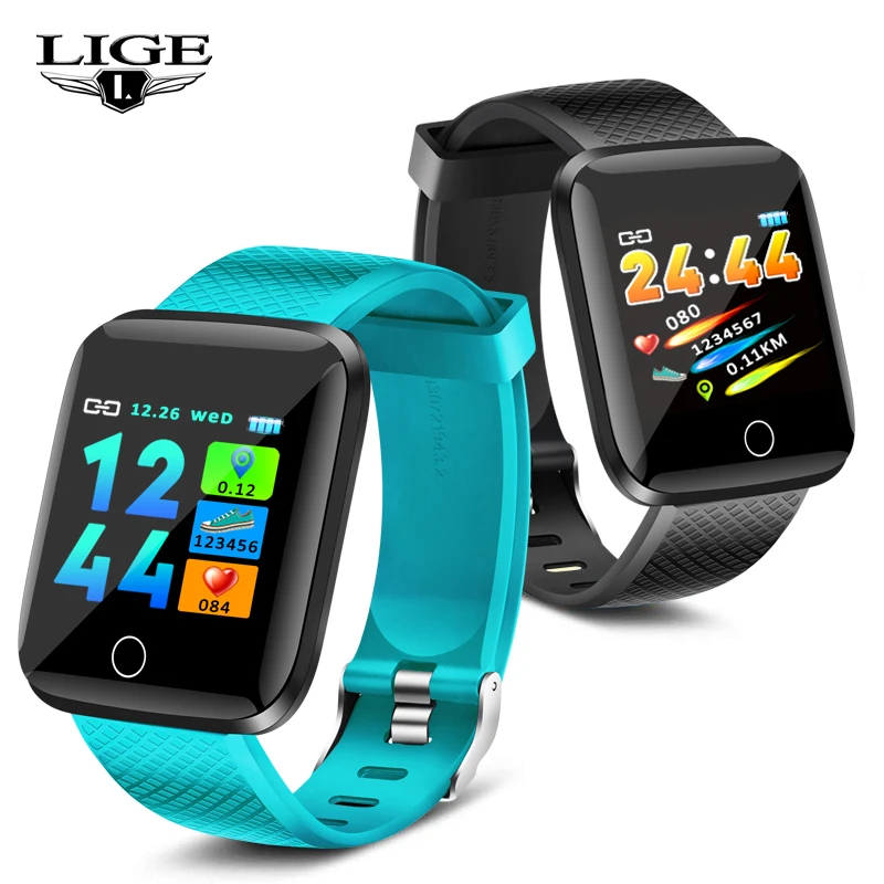 

LIGE New Smart Bracelet Heart Rate Blood Pressure Monitor Waterproof Sport Fitness Tracker Pedometer Smart Band For Android IOS
