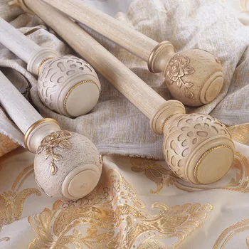 

Thick Cloth Grain Retro Solid Silent Rome Rod With Decorative Head Single or Double Curtain Rod