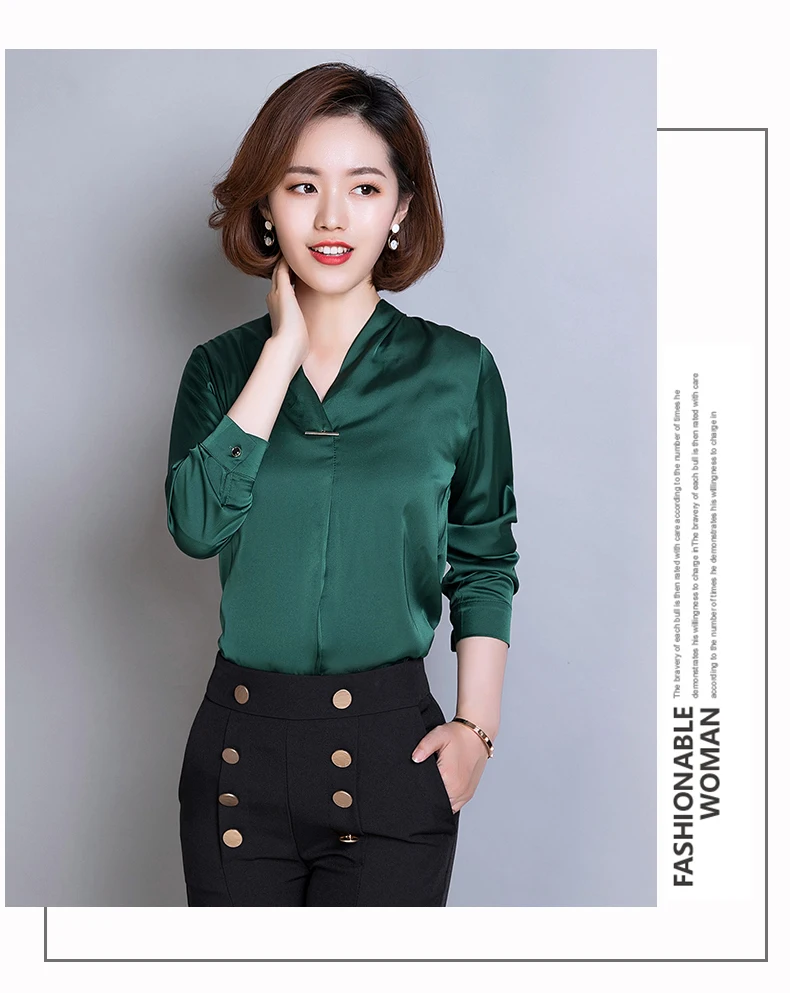 TingYiLi, v-образный вырез, шелковая атласная блузка, рубашка, Корейская, элегантная, офисная, для девушек, топы, длинный рукав, черный, белый, бежевый, красный, зеленый, блузка для женщин