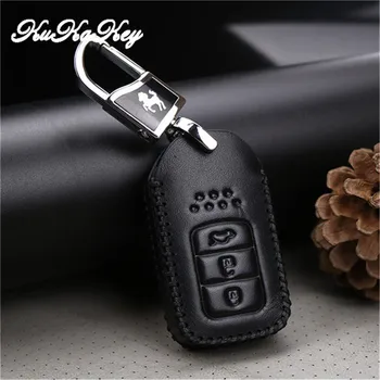

Black Leather Key Shell with Horse Pattern Car Keychain Holder For Honda Accord Civic CRV CR-V Pilot Vezel XRV CRIDER Crosstour