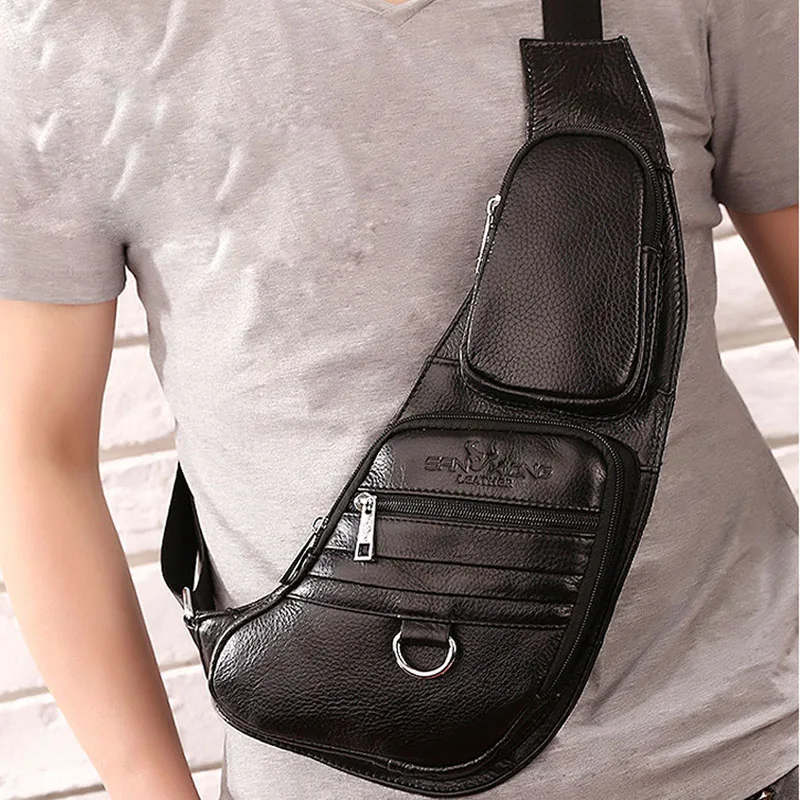 

Men Genuine Leather Retro Half Moon Sling Chest Bag Shoulder Pack Messenger Crossbody Bag Travel Pouch Motorcycle Travel Riding