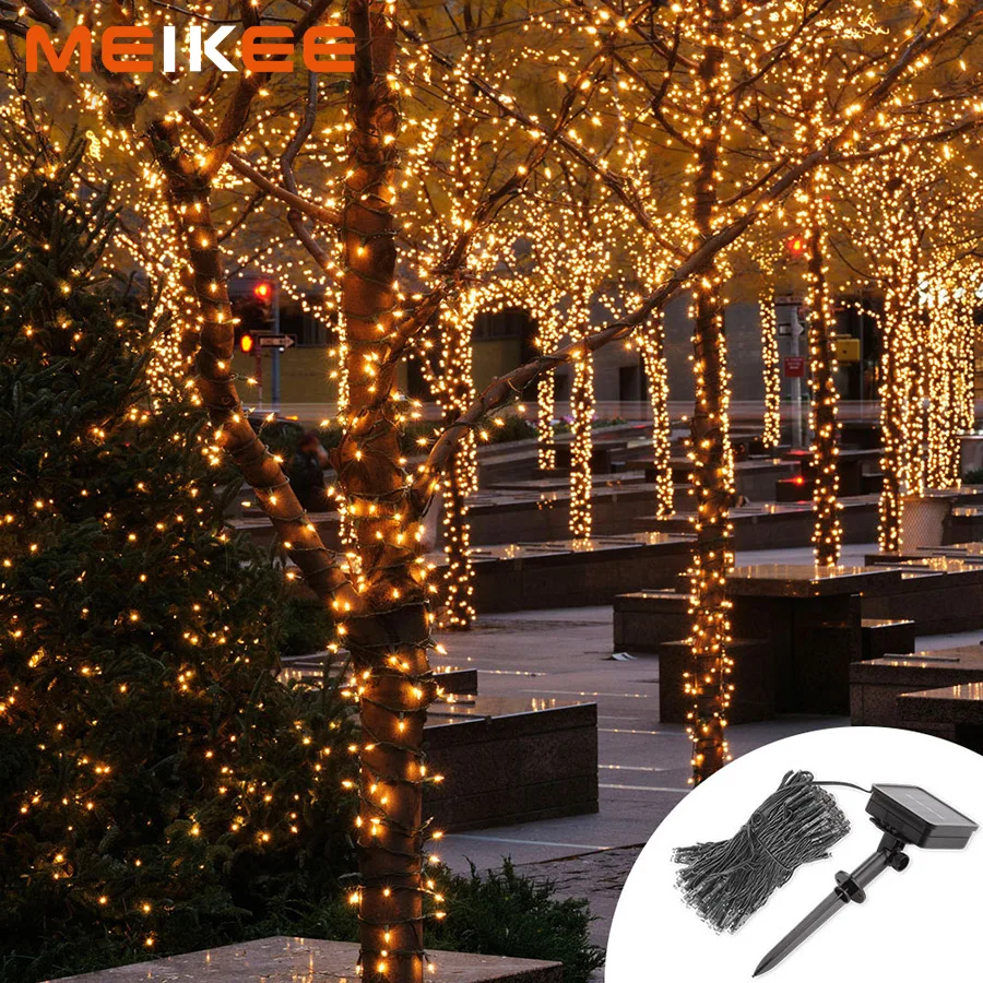 100/200/300leds Outdoor LED String Lights Waterproof Solar Powered Christmas Decoration Fairy for Garden Square Holiday | Лампы и