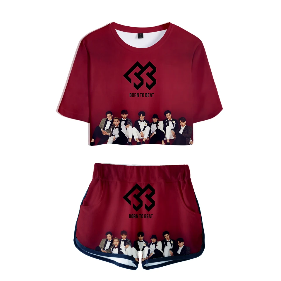 

aikooki BTOB women 3d tshirt with buttons womens t-shirt summer Short Tracksuit t shirts Hip Hop sleeve Ventilation Sweatshirt