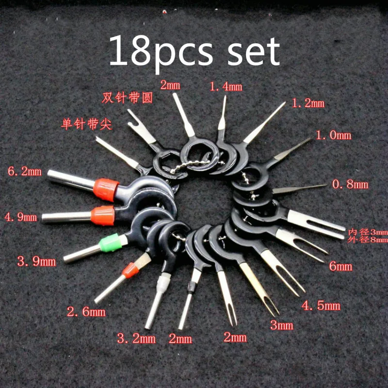 

18Pcs Automotive Plug Terminal Remove Tool Set Key Pin Car Electrical Wire Crimp Connector Extractor Kit Accessories