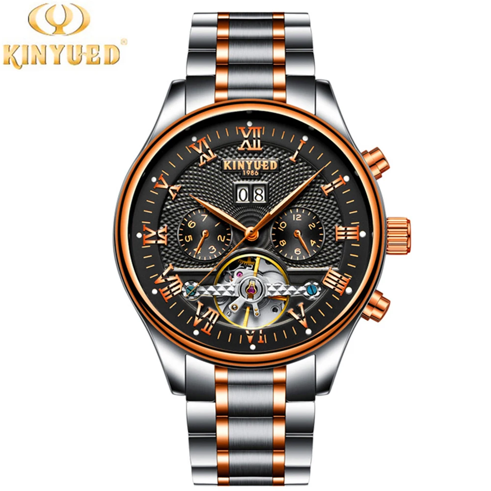 Mens Watches Top Brand Luxury KINYUED Fashion Tourbillon Clock Men