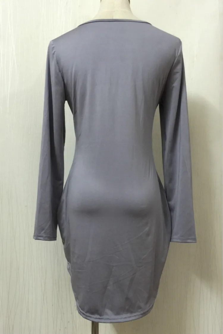 Осень Solid Sexy Dress Женщины 2016 Новый Бренд С Длинным Рукавом О Образным Вырезом