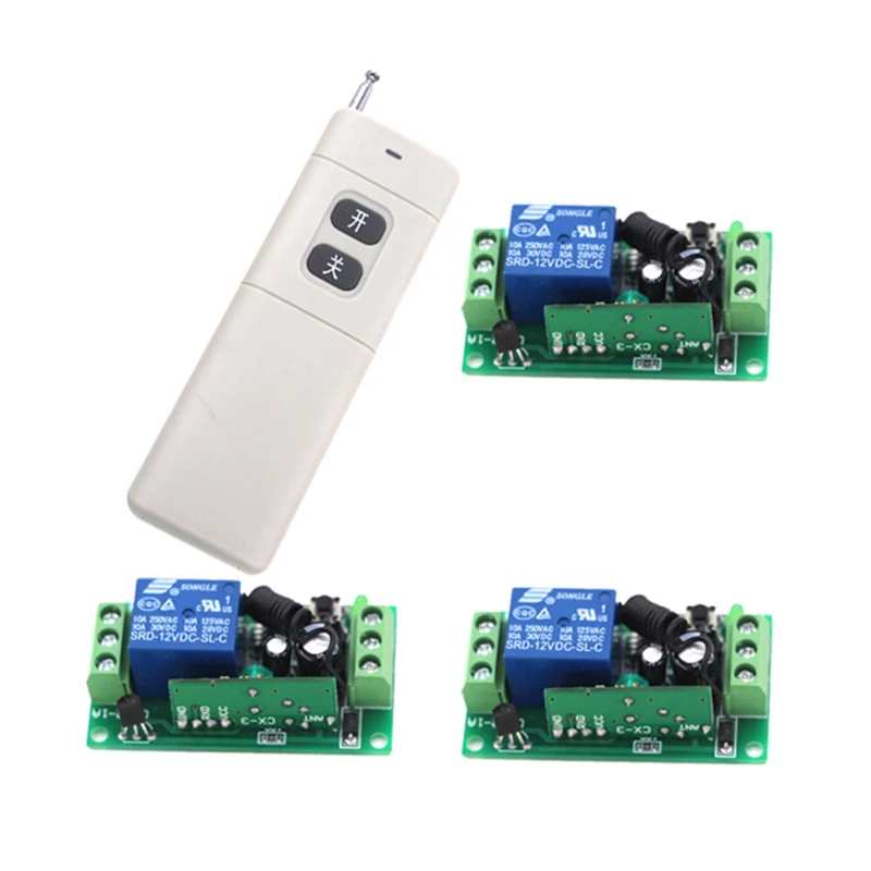 Free shipping 12V 1CH Learning Code Wireless Remote Control Switch System 3 Receiver and Transmitter Applicance Garage Door 4067 for ballan fm404b 4013 fm404 fm self learning compatible garage door cloning remote control free shipping