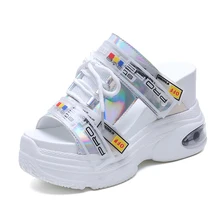 Women Sandals Silver Slippers 2019 Summer New 11CM Wedges Shoes High Heels Casual Women Shoes Platform Sandals Beach Flip Flops цена Women Sandals Silver Slippers 2019 Summer New 11CM Wedges Shoes High Heels Casual Women Shoes Platform Sandals Beach Flip Flops цены онлайн