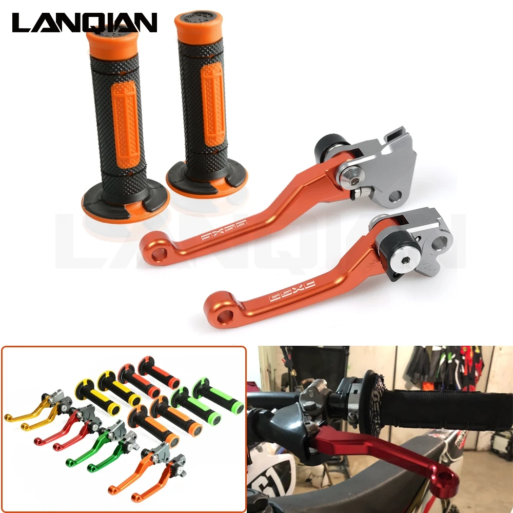 

CNC Pivot Lever and Rubber Hand Grips Set For Honda 65SX/XC 85/150SX/XC 2004-2011 2012 2013 2014 Motorcycle Brake Clutch Lever