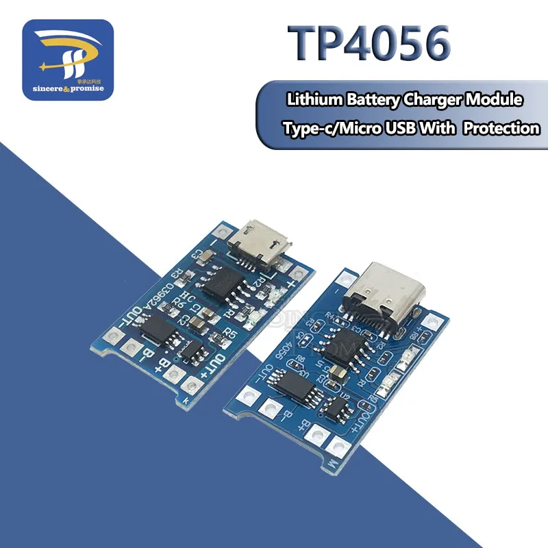 

1A 18650 lithium battery protection board Micro USB / Type-c charging module TP4056 with protection one plate module TC4056