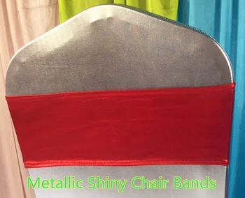 

100PCS Foil Two-way Metallic Shiny Stretch/Lycra Spandex Chair Bands For Wedding