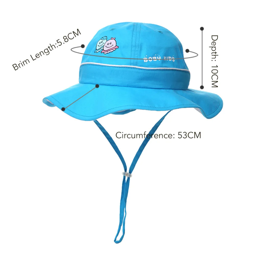 SIGGI UPF50 4-10 Years Kid Bucket Sun Hat Foldable 51-53CM w/Chin Cord Floppy 