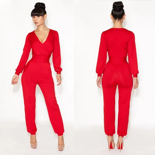 red semi formal jumpsuit