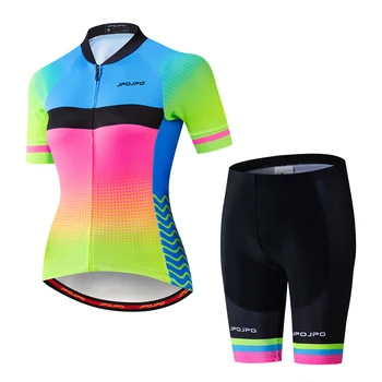 

2019 Cycling Jersey Sets Women MTB Bike jersey bib shorts suits Anti-UV Bicycle shirts mountain road top bottom breathable Blue