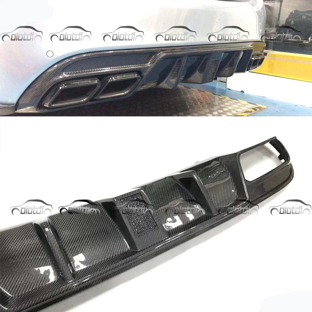 

OLOTDI for Mercedes Benz W205 Car Styling Carbon Fiber Back Lip Rear Bumper Protector Diffuser Splitter (Including Light)